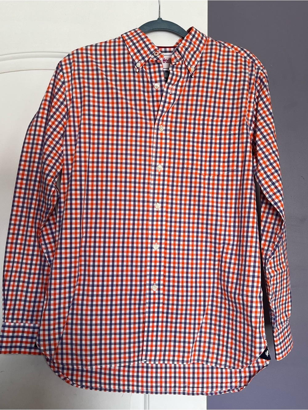 Stafford Prep Orange and Blue Checked Button-Down Shirt